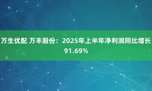万生优配 万丰股份：2025年上半年净利润同比增长91.69%