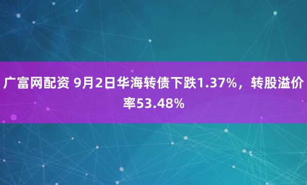 广富网配资 9月2日华海转债下跌1.37%，转股溢价率53.48%
