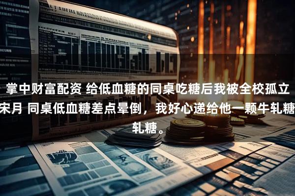 掌中财富配资 给低血糖的同桌吃糖后我被全校孤立 宋月 同桌低血糖差点晕倒，我好心递给他一颗牛轧糖。